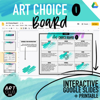 Preview of Art Choice Board 1 | Interactive Google Slides + Printable | Distance Learning