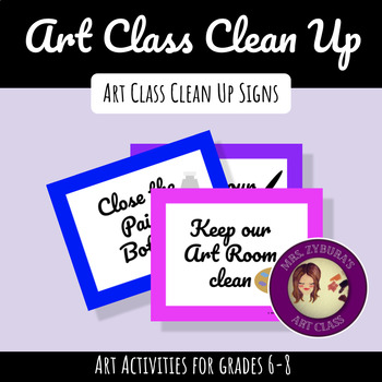 Preview of Art Class Clean Up Signs