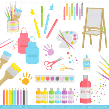 Painting Supplies Clipart  Art Class Clipart by Grant Avenue Design