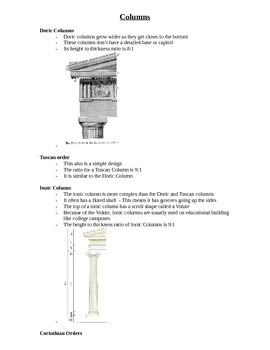 Preview of Art Class Columns Teacher Notes