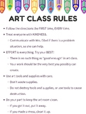 Art Class Expectations / Rules  - Poster