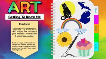 Preview of Art Class Getting To Know You Digital Interactive Notebook - NOT EDITABLE