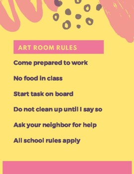 Art Class Rules Worksheets Teaching Resources Tpt - art class rules decal roblox