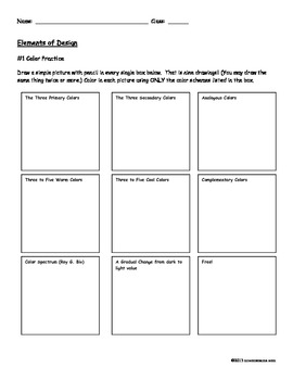 Art Class Worksheet/Quiz: Middle School/Secondary Elements of Art Packet