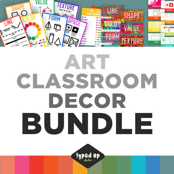 Preview of Art Classroom Decor Bundle | Rainbow Classroom Decor