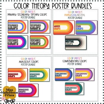 Preview of Art Classroom Decor,Color Theory Poster Bundle,Color Wheel,Art Bulletin Board