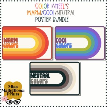 Preview of Art Classroom Decor, Warm, Cool, Neutral Colors Poster Bundle, Color Theory