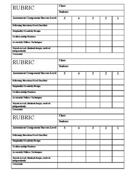 Preview of Art Classroom Rubric