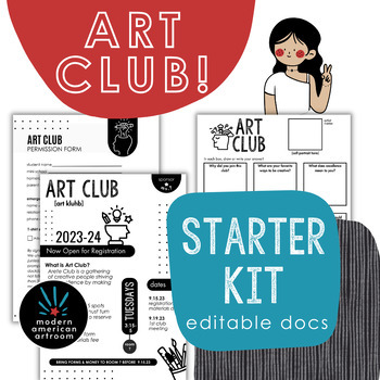 Preview of Art Club Starter Kit! | editable handouts