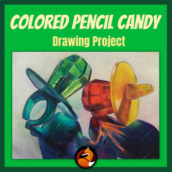 Preview of Art Colored Pencil Candy Drawing Project for Middle School or High School Art