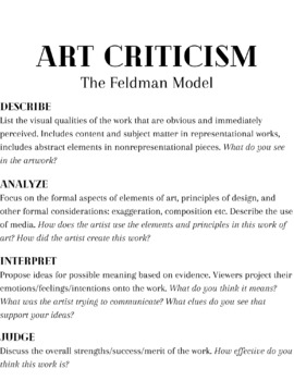 Preview of Art Criticism Handout