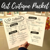 Art Criticism Writing Packet | Cheat Sheet and Writing Worksheet