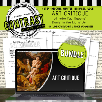 Preview of Art Critique BUNDLE Worksheet/PowerPoint: Peter Paul Rubens' Daniel in Lions Den