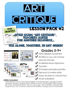 Preview of Art Critique Bundle 2... Easy way to document student growth!