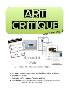 Preview of Art Critique Lesson Bundle… Document STUDENT GROWTH!