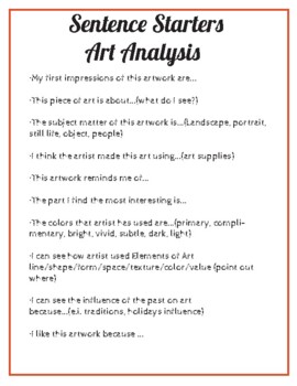 art essay sentence starters