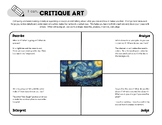 Art Critique Worksheets - Graphic Organizer - 5-12th Grade