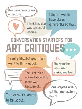 Preview of Art Critiques Sentence Stems Anchor Chart Poster