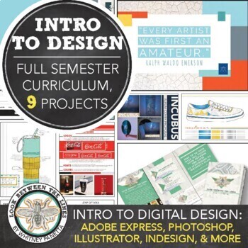 Preview of Art Curriculum Intro to Graphic Design for Middle School Art & High School Art
