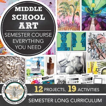 Preview of Art Curriculum for Middle School, Upper Elementary 12 Projects, Semester Long