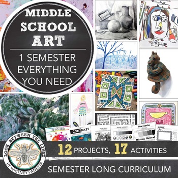 Preview of Art Curriculum for Middle School, Upper Elementary Art Course, Semester Long