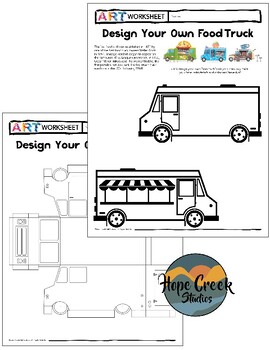 Preview of Art Drawing FOOD TRUCK Design Worksheet Handout Sub Plan Bell Ringer Template