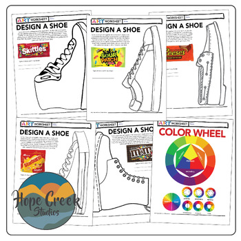 Preview of Art Drawing SHOES Candy Design • Logo • Color Theory Worksheets Template