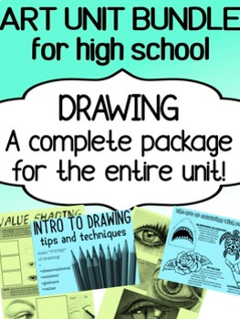 Preview of Art Drawing unit for high school - complete BUNDLE