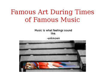 Preview of Art During Famous Periods of Music