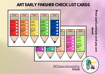 Preview of Art Early Finisher Check List Cards