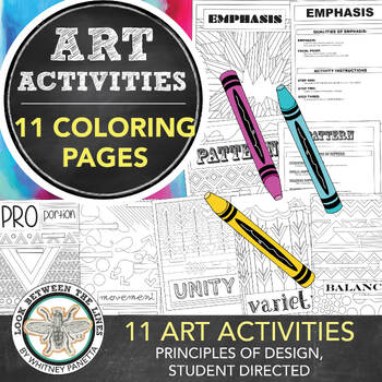 Preview of Principles of Design Coloring Sheets Elementary Middle, High School Art Activity