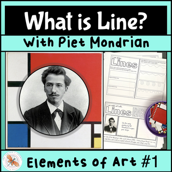 Preview of Art Element of LINE Review no1 with a Mondrian art project for 2nd - 4th grade