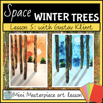 Preview of Art Element of SPACE Klimt Winter Trees one day art project 2nd - 4th grade
