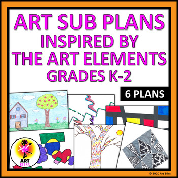 Preview of Low Prep Elements of Art Easy Sub Plan Lessons Kindergarten, 1st & 2nd grade