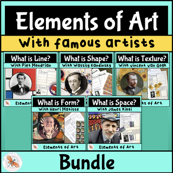 Preview of Art Elements Reviews x5 with art projects GROWING BUNDLE for 2nd - 4th grade