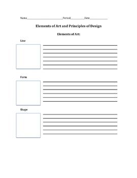 Preview of Art Elements and Principles Worksheet