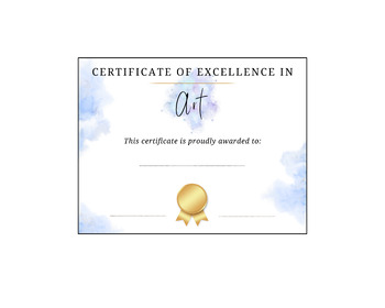 Preview of Art Excellence Award Certificate Any Grade Student Honors 8.5" x 11"