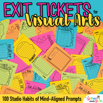 Preview of Art Exit Slips: 100 Editable Exit Tickets & Writing Prompts for Elementary Art