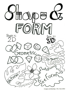 Preview of Art Fundamentals Worksheet-Shape & Form