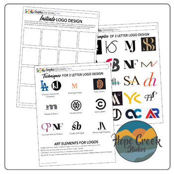 Preview of Art — Graphic Artist & Design: Initial 2 Letter Logo Project Lesson Worksheet