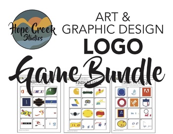 Preview of Art Graphic Design Finish & Guess the Famous Logo Game Worksheet BUNDLE