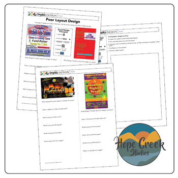 Preview of Art: Graphic Design Poor Layout & Principles Worksheet Activity Lesson
