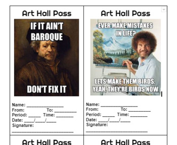 Preview of Art Hall Pass Templates