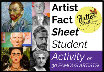 Preview of Art History: 30 Artists Fact Sheet- Student Research & Scavenger Hunt!