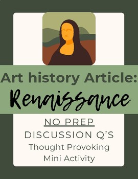 Preview of Art History Article: Renaissance | No Prep | Sub Plan | Discussion | Activity