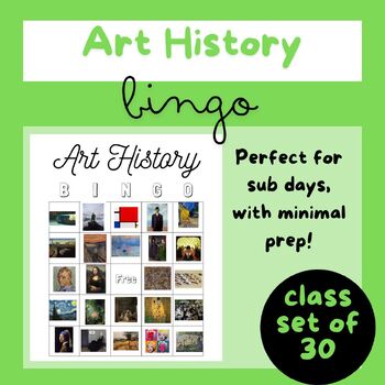 Preview of Art History Bingo Class Set of 30 Visual Art Game