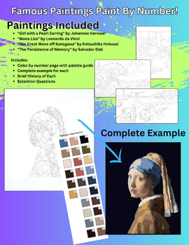 Preview of Art History Color by Number Book