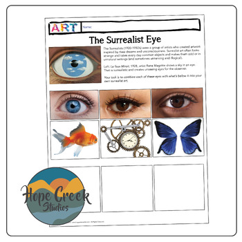 Preview of Art History & Drawing Surrealism with Rene Magritte Worksheet Activity Lesson