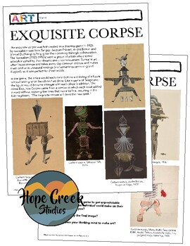 Preview of Art History Famous Artist Exquisite Corpse Game History Analysis Instructions