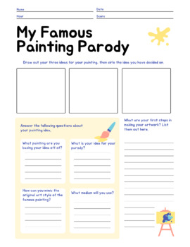 Preview of Art History "Famous Painting Parody" Worksheet